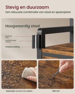 VASAGLE Halboom met bank en schoenenopslag, vintage bruin en inktzwart