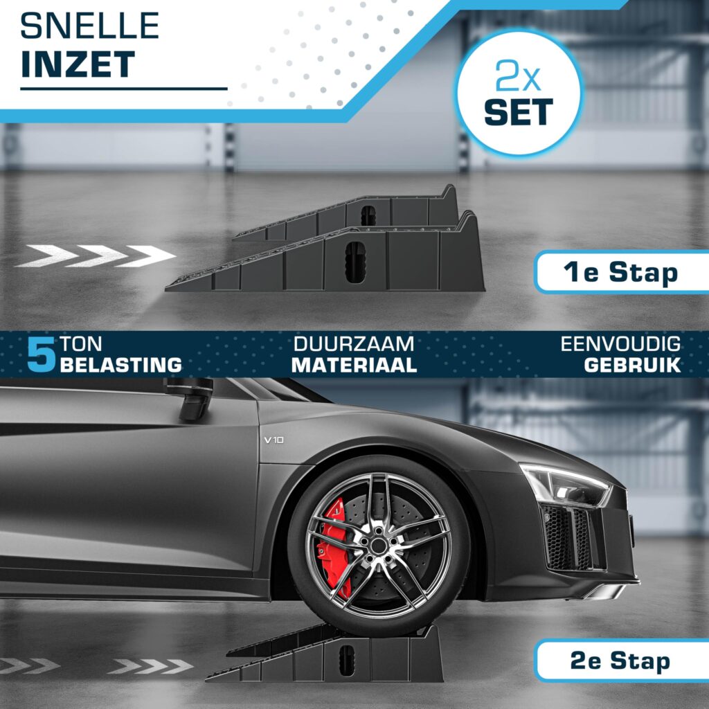 SELLOGX Oprijplaten voor auto 2 stuks | 5T zware kwaliteit antislip oprijrampen