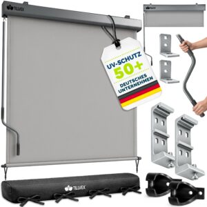 tillvex® Verticale zonwering 180 x 250 cm voor binnen en buiten met afdekking