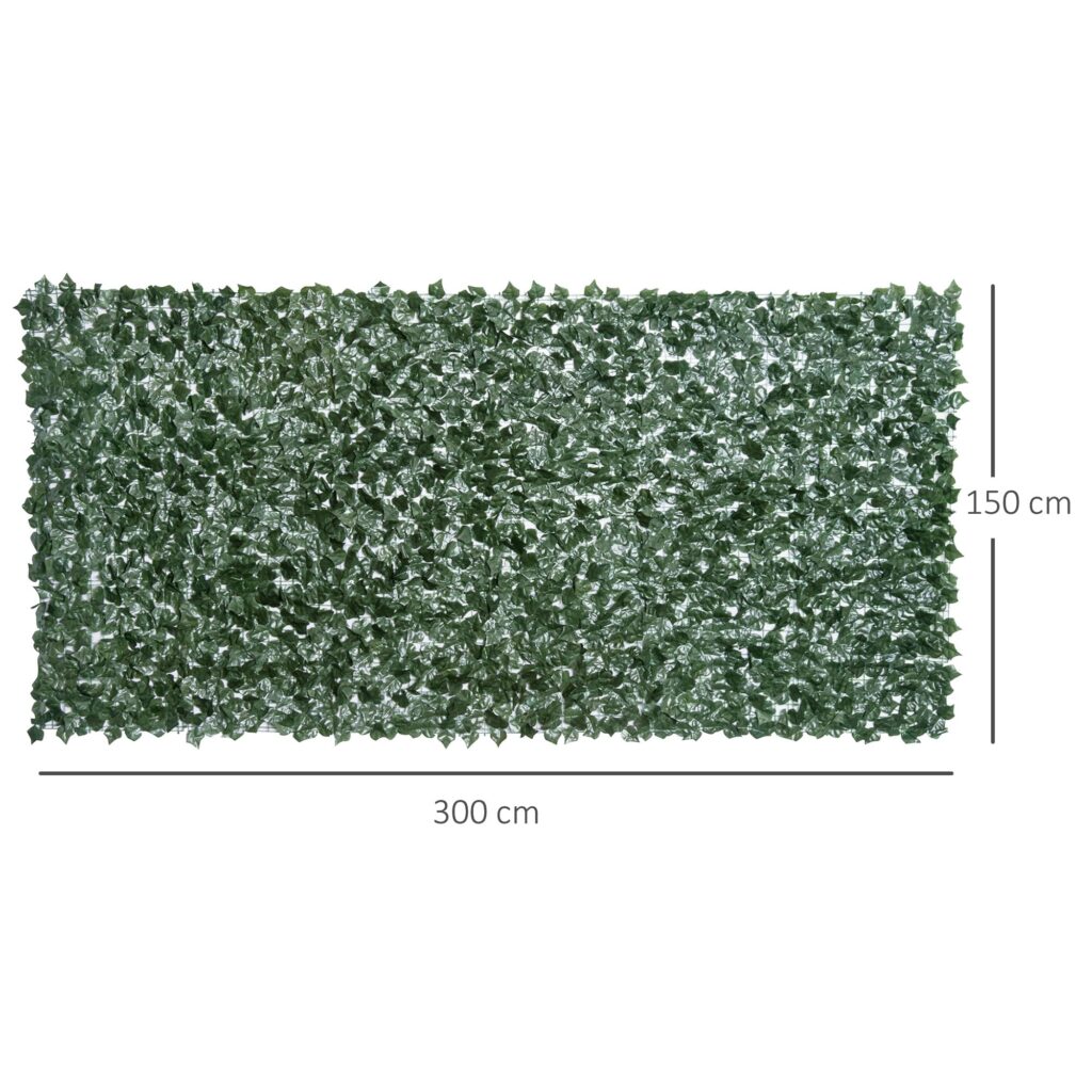 Outsunny Kunstmatige heg, inkijkbescherming, 3 m x 1,5 m, realistisch groen blad, UV-bescherming