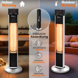TRESKO Staande infrarood warmtestraler 2000W met afstandsbediening en 3 warmtestanden