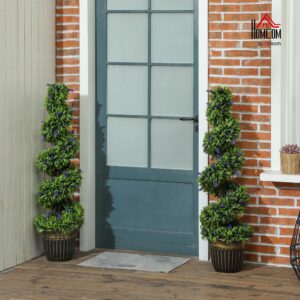 HOMCOM 2-pack kunstmatige spiraal-buxus met lavendel 115 cm