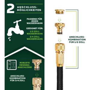TRESKO® flexibele tuinslang | 7,5 m | met 3-voudige latexkern en messing koppelingen