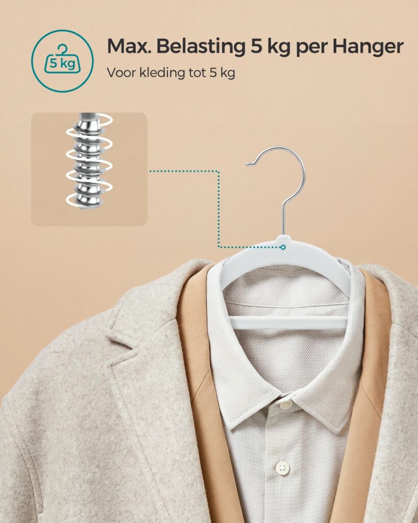 SONGMICS Fluwelen Kleerhangers, 50 Stuks, 0,6 cm Dik, Antislip