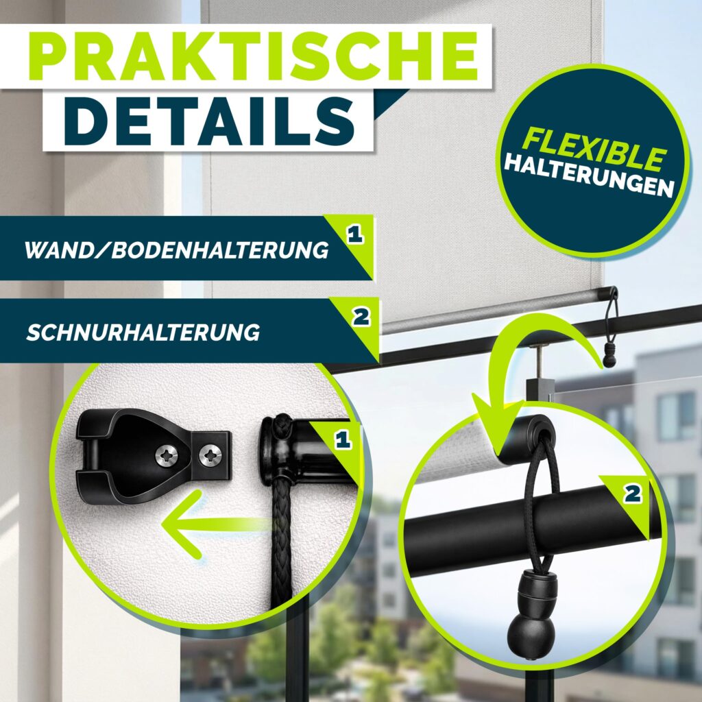 tillvex® Verticale zonwering 180 x 250 cm voor binnen en buiten met afdekking