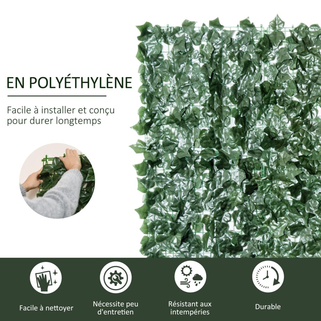Outsunny Kunstmatige heg, inkijkbescherming, 3 m x 1,5 m, realistisch groen blad, UV-bescherming