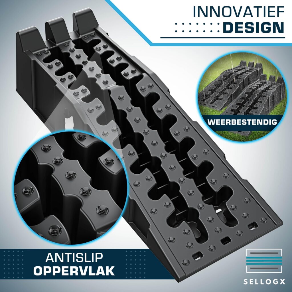 SELLOGX Oprijplaten voor auto 2 stuks | 5T zware kwaliteit antislip oprijrampen