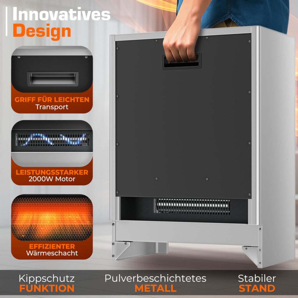 TRESKO SmartFire Elektrische Haard met Verwarming, 2000 W, Wifi-app en Afstandsbediening