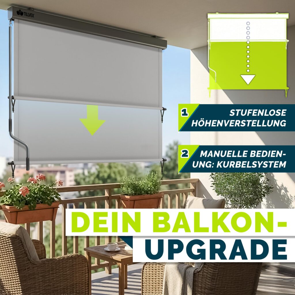tillvex® Verticale zonwering 180 x 250 cm voor binnen en buiten met afdekking