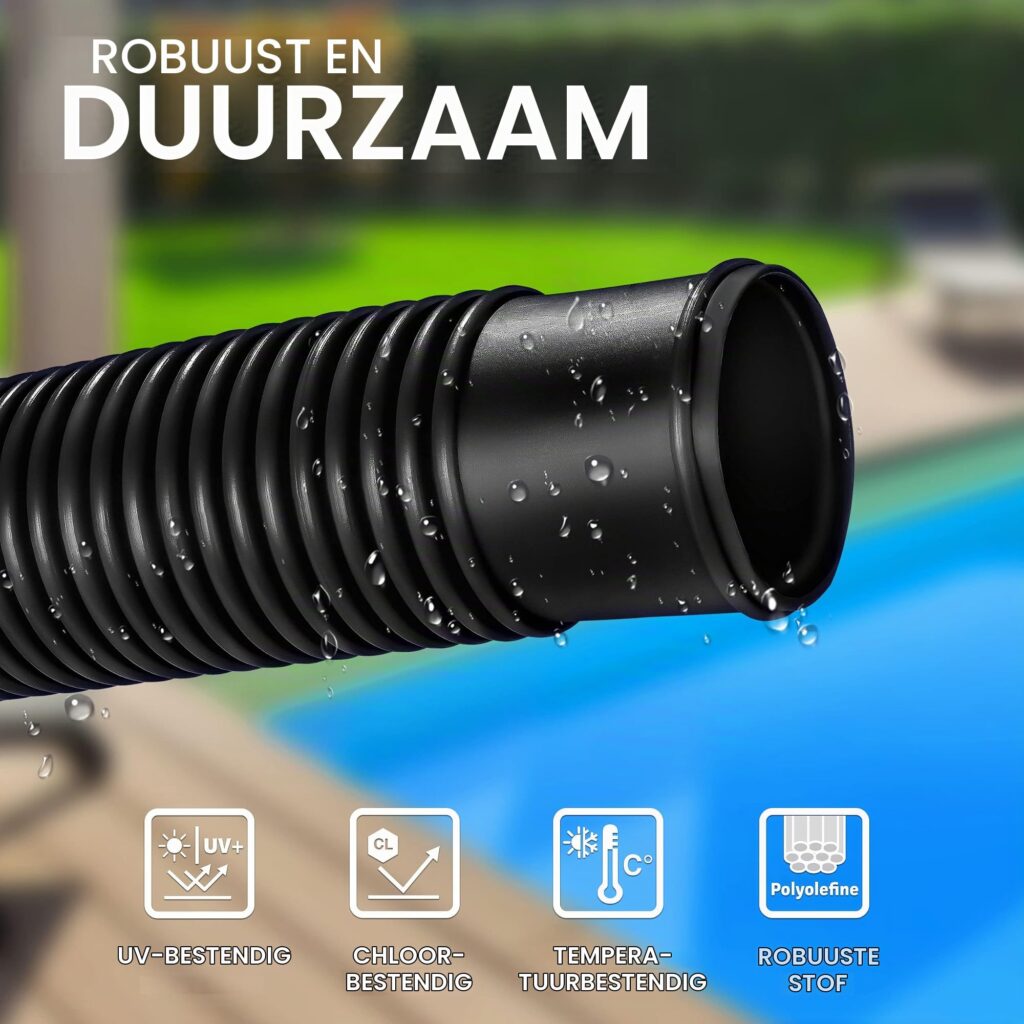 tillvex® Zwembadslang - Solarslang voor zwembaden en zwemvijvers (Zwart, 15m / 32mm)
