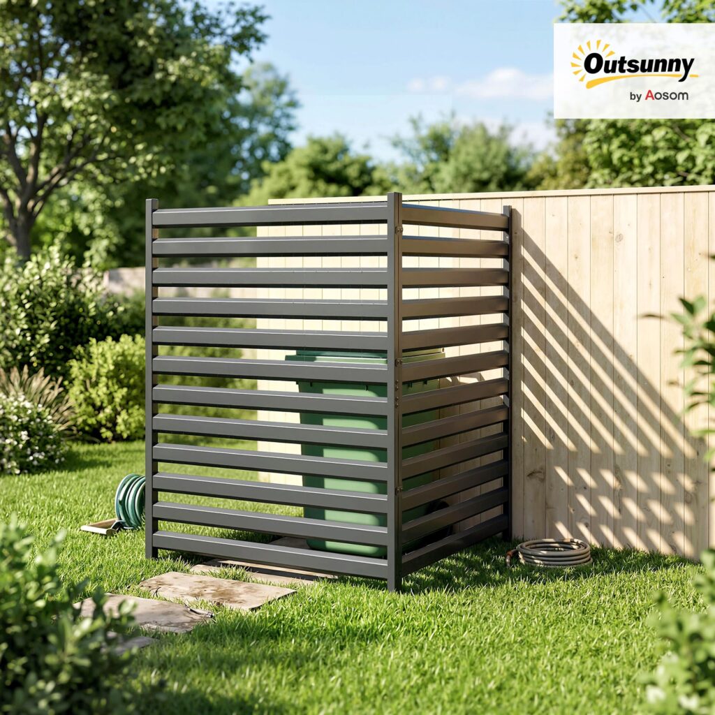 Outsunny Tuinhek Metaal Privacy Scherm 2 Panelen 152 x 91 cm Zwart