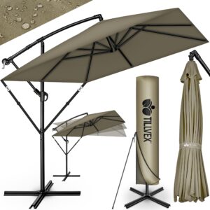 tillvex® Rechthoekige Aluminium Parasol Ø 330 cm met Afdekking en Windscherm