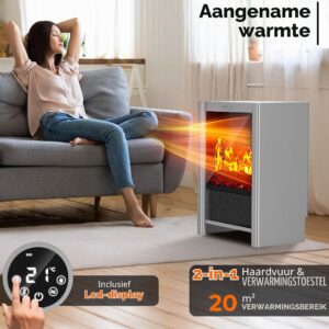TRESKO SmartFire Elektrische Haard met Verwarming, 2000 W, Wifi-app en Afstandsbediening
