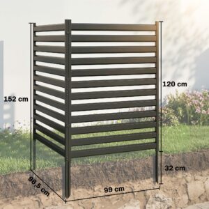 Outsunny Tuinhek Metaal Privacy Scherm 2 Panelen 152 x 91 cm Zwart