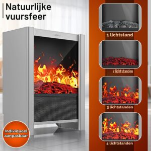 TRESKO SmartFire Elektrische Haard met Verwarming, 2000 W, Wifi-app en Afstandsbediening