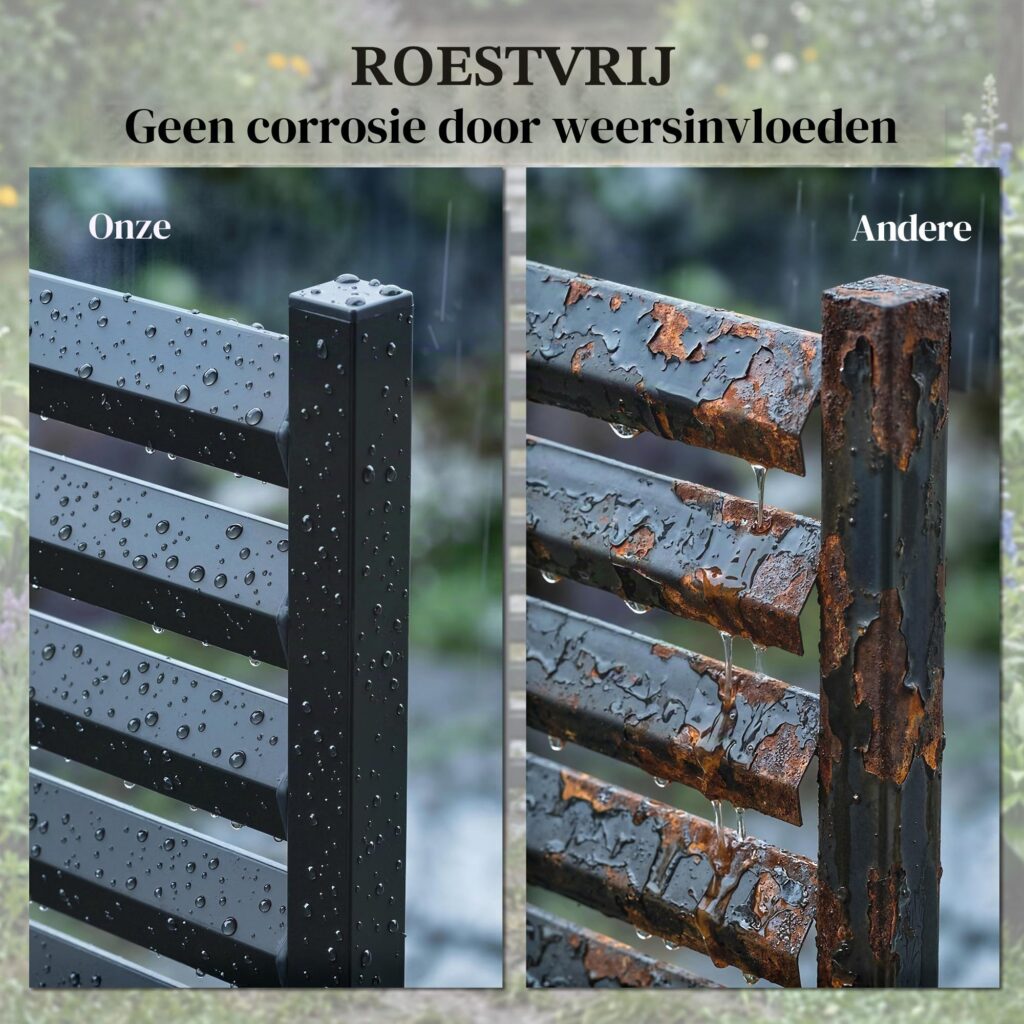 Outsunny Tuinhek Metaal Privacy Scherm 2 Panelen 152 x 91 cm Zwart