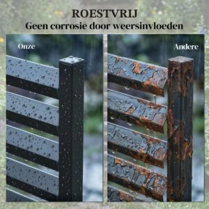Outsunny Tuinhek Metaal Privacy Scherm 2 Panelen 152 x 91 cm Zwart