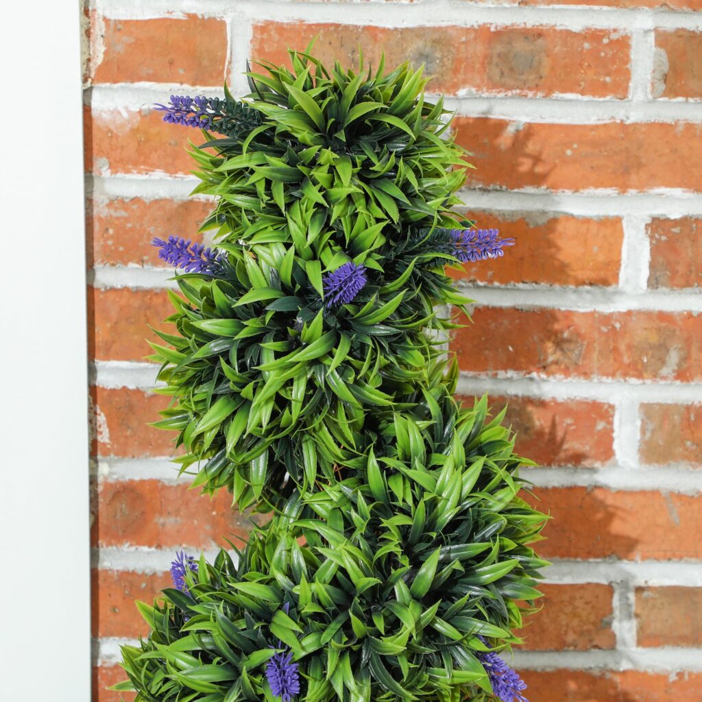 HOMCOM 2-pack kunstmatige spiraal-buxus met lavendel 115 cm