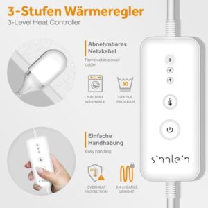 Sinnlein® verwarmde fleece onderlegger 190 x 80 cm | TÜV GS-gecertificeerd | 3 temperatuurstanden
