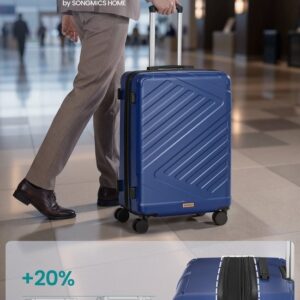 SONGMICS - Harde Koffer met TSA-Slot - Uitbreidbaar - 4 Wielen - 65 cm - Inclusief Kofferriem