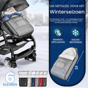 KIDUKU Wintervoetenzak voor kinderwagen - Wasbare voetenzak met ritssluiting, Jeans grijs