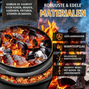 Grillas Dutch Oven Set incl. receptenboek | voorgebrand gietijzeren braadpan 9 liter