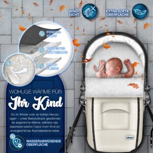KIDUKU Wintervoetenzak voor kinderwagen - Wasbare voetenzak met ritssluiting, blauw