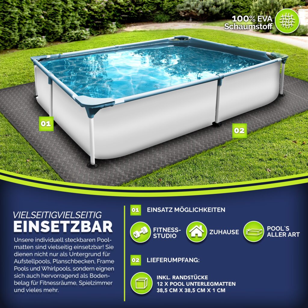 tillvex® Zwembad Bodembeschermingsmat 12 stuks | Onderlegger voor zwembad & peuterbadje
