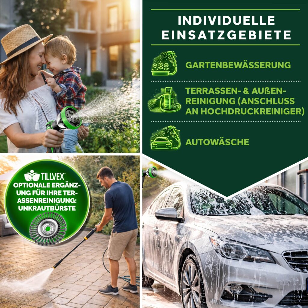 TRESKO® flexibele tuinslang | 7,5 m | met 3-voudige latexkern en messing koppelingen