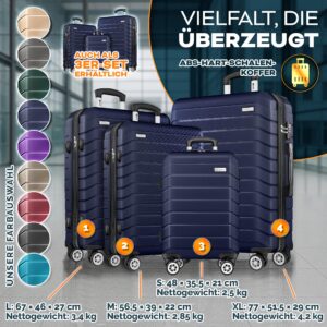 tillvex® 4-delig Kofferset + Bagageweegschaal, 2 Koffergordels & 4 Labels