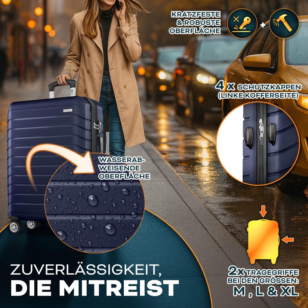 tillvex® 4-delig Kofferset + Bagageweegschaal, 2 Koffergordels & 4 Labels