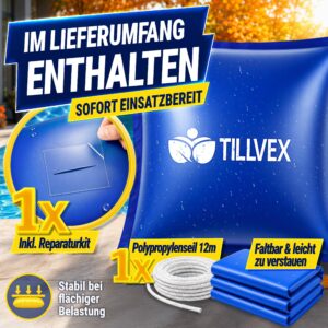 tillvex® Winterkussen voor Zwembad 120x120cm + 12m Touw & Reparatieset