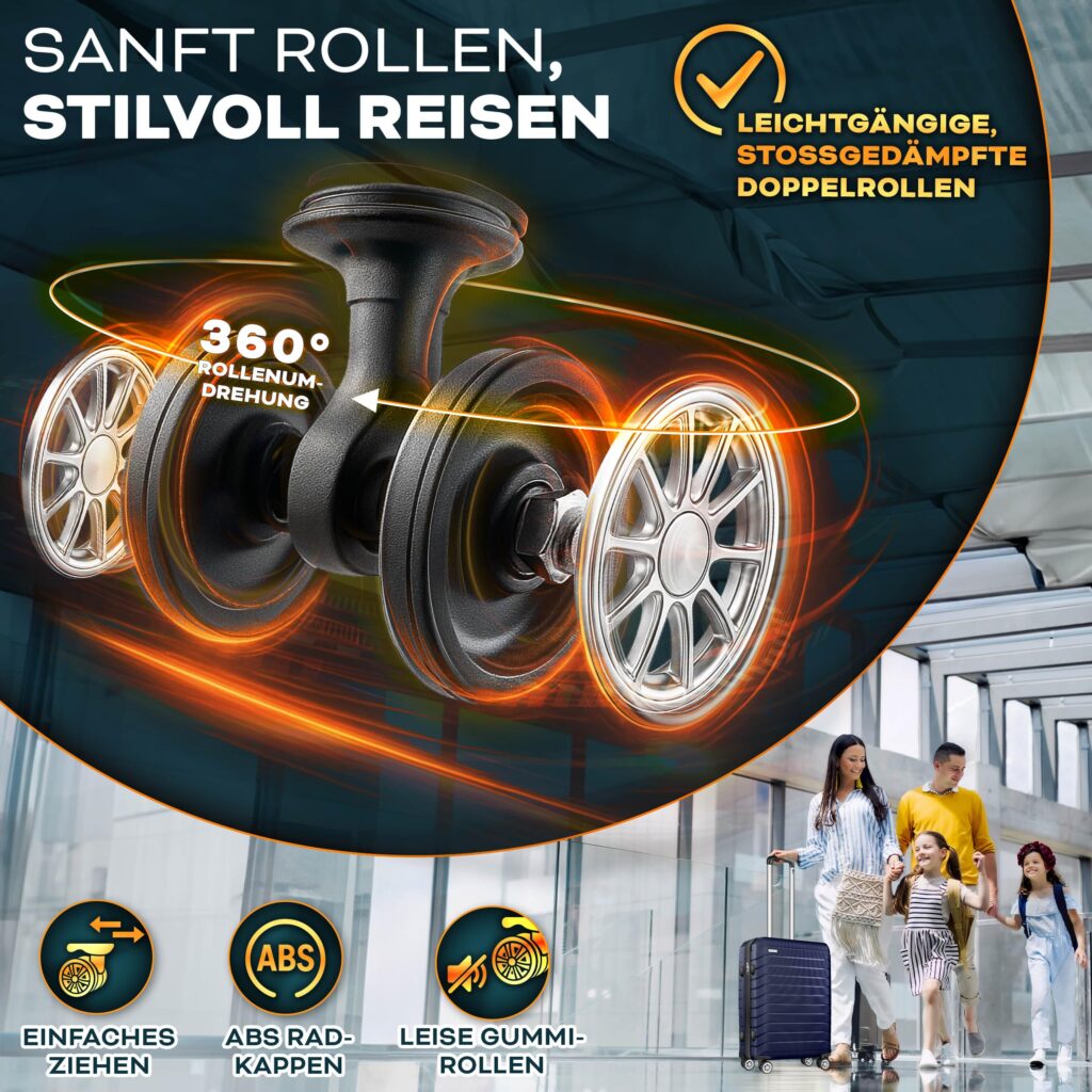 tillvex® 4-delig Kofferset + Bagageweegschaal, 2 Koffergordels & 4 Labels