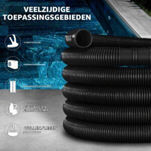 tillvex® Zwembadslang - Solarslang voor zwembaden en zwemvijvers (Zwart, 15m / 32mm)