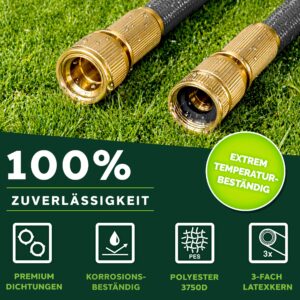 TRESKO® flexibele tuinslang | 7,5 m | met 3-voudige latexkern en messing koppelingen