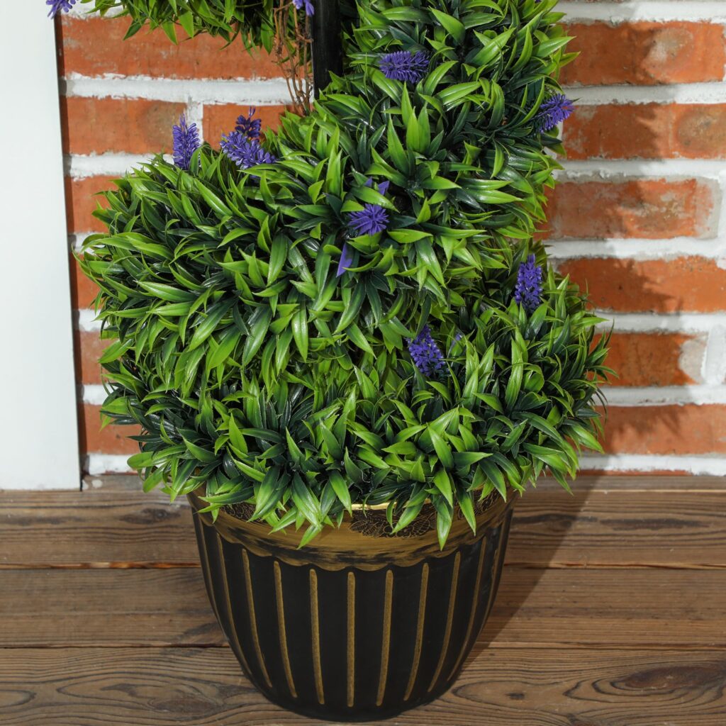 HOMCOM 2-pack kunstmatige spiraal-buxus met lavendel 115 cm