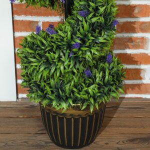 HOMCOM 2-pack kunstmatige spiraal-buxus met lavendel 115 cm