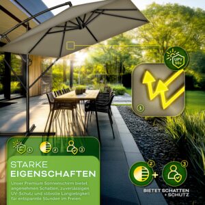 tillvex® Rechthoekige Aluminium Parasol Ø 330 cm met Afdekking en Windscherm