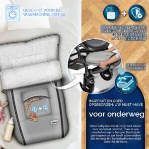 KIDUKU Wintervoetenzak voor kinderwagen - Wasbare voetenzak met ritssluiting, Jeans grijs