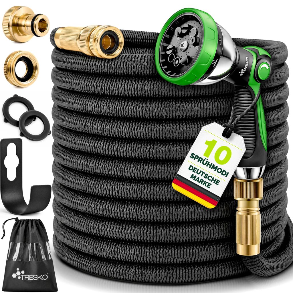 TRESKO® flexibele tuinslang | 7,5 m | met 3-voudige latexkern en messing koppelingen