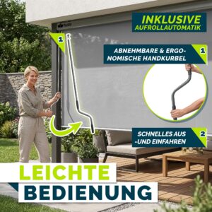 tillvex® Verticale zonwering 180 x 250 cm voor binnen en buiten met afdekking