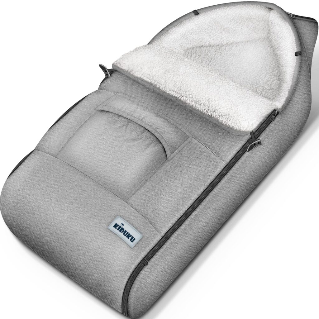 KIDUKU Wintervoetenzak voor kinderwagen - Wasbare voetenzak met ritssluiting, Jeans grijs