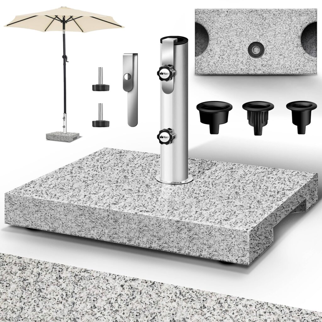 tillvex® Granieten parasolstandaard met handvat, 25 kg, rechthoekig