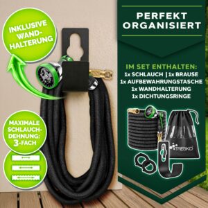 TRESKO® flexibele tuinslang | 7,5 m | met 3-voudige latexkern en messing koppelingen
