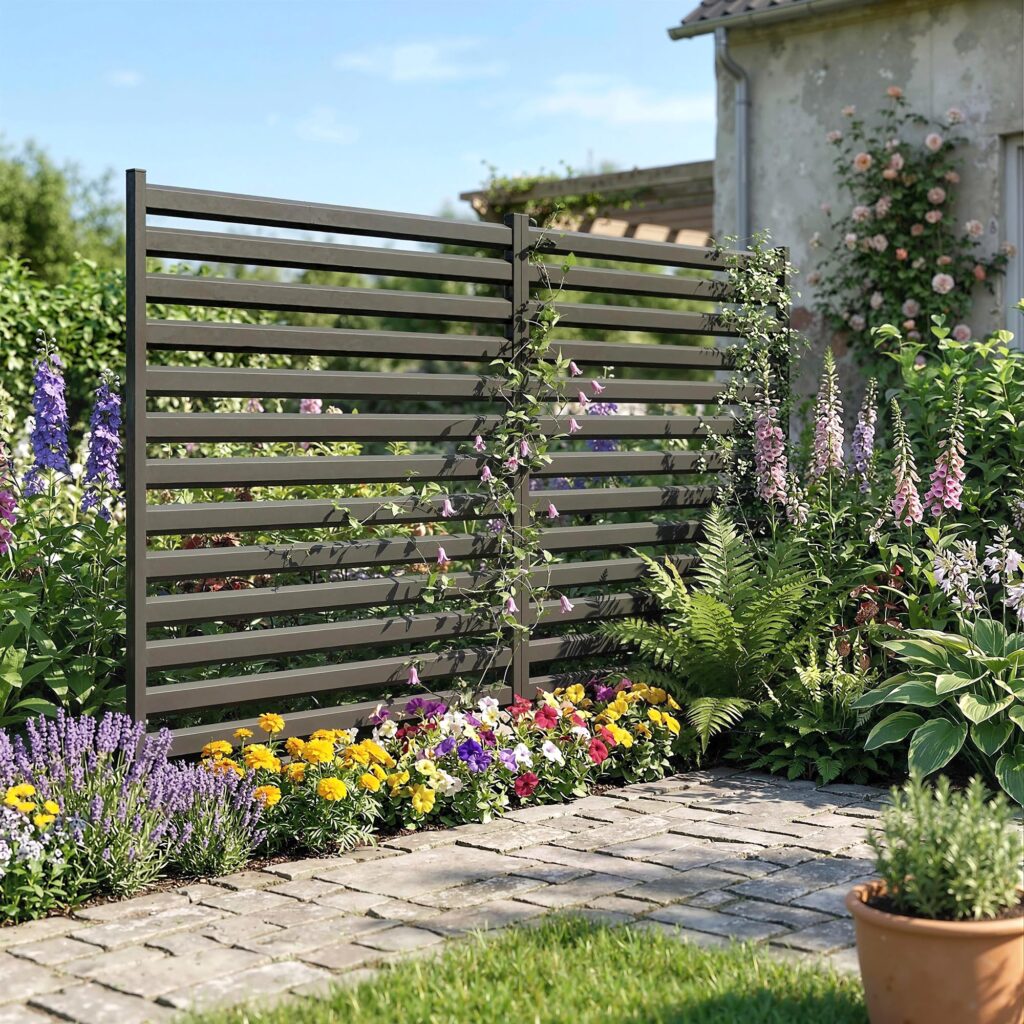 Outsunny Tuinhek Metaal Privacy Scherm 2 Panelen 152 x 91 cm Zwart
