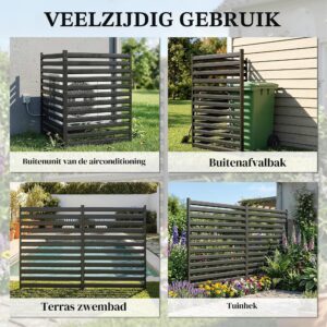 Outsunny Tuinhek Metaal Privacy Scherm 2 Panelen 152 x 91 cm Zwart