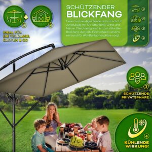 tillvex® Rechthoekige Aluminium Parasol Ø 330 cm met Afdekking en Windscherm