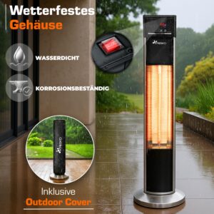 TRESKO Staande infrarood warmtestraler 2000W met afstandsbediening en 3 warmtestanden