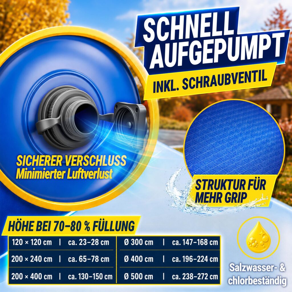 tillvex® Winterkussen voor Zwembad Ø 3 m + 12m Touw & Reparatieset