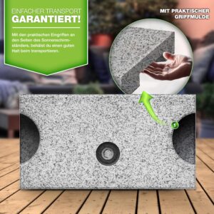 tillvex® Granieten parasolstandaard met handvat, 25 kg, rechthoekig